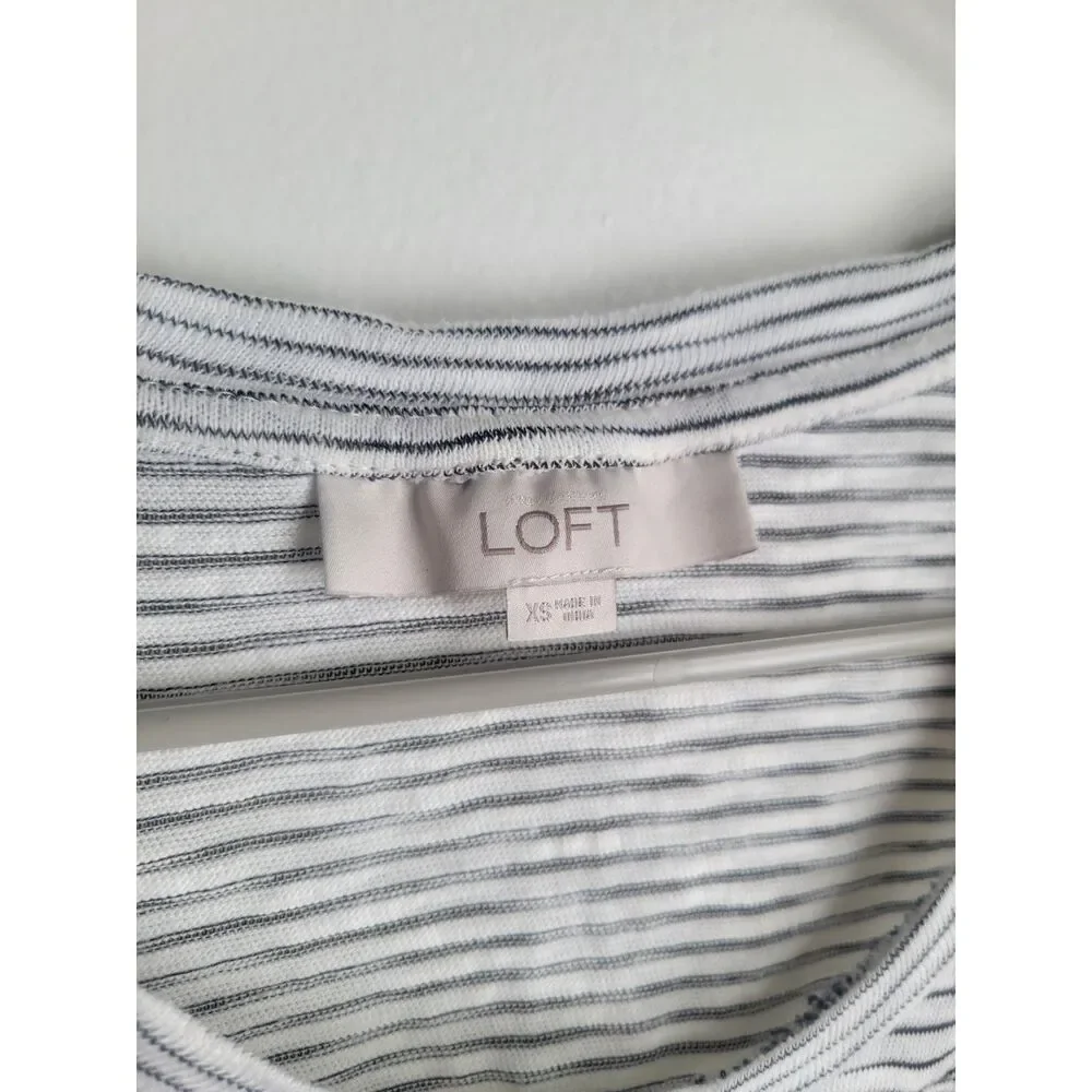 Ann Taylor LOFT Striped Black White Shirt Extra Small XS